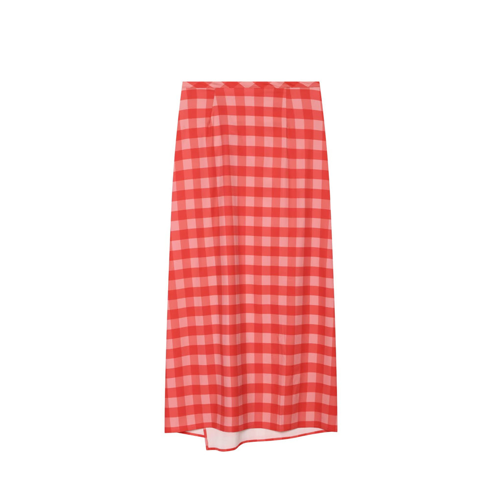 Women's layered decorative plaid Midi skirt