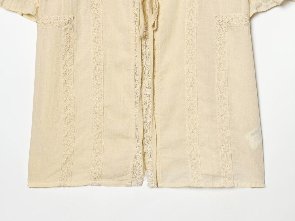Women's embroidered chiffon lace up shirt