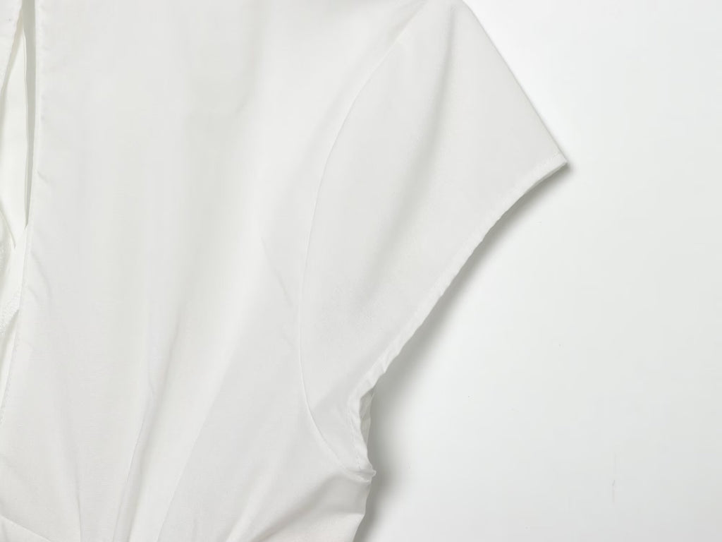 Women's bow decorated Split poplin top