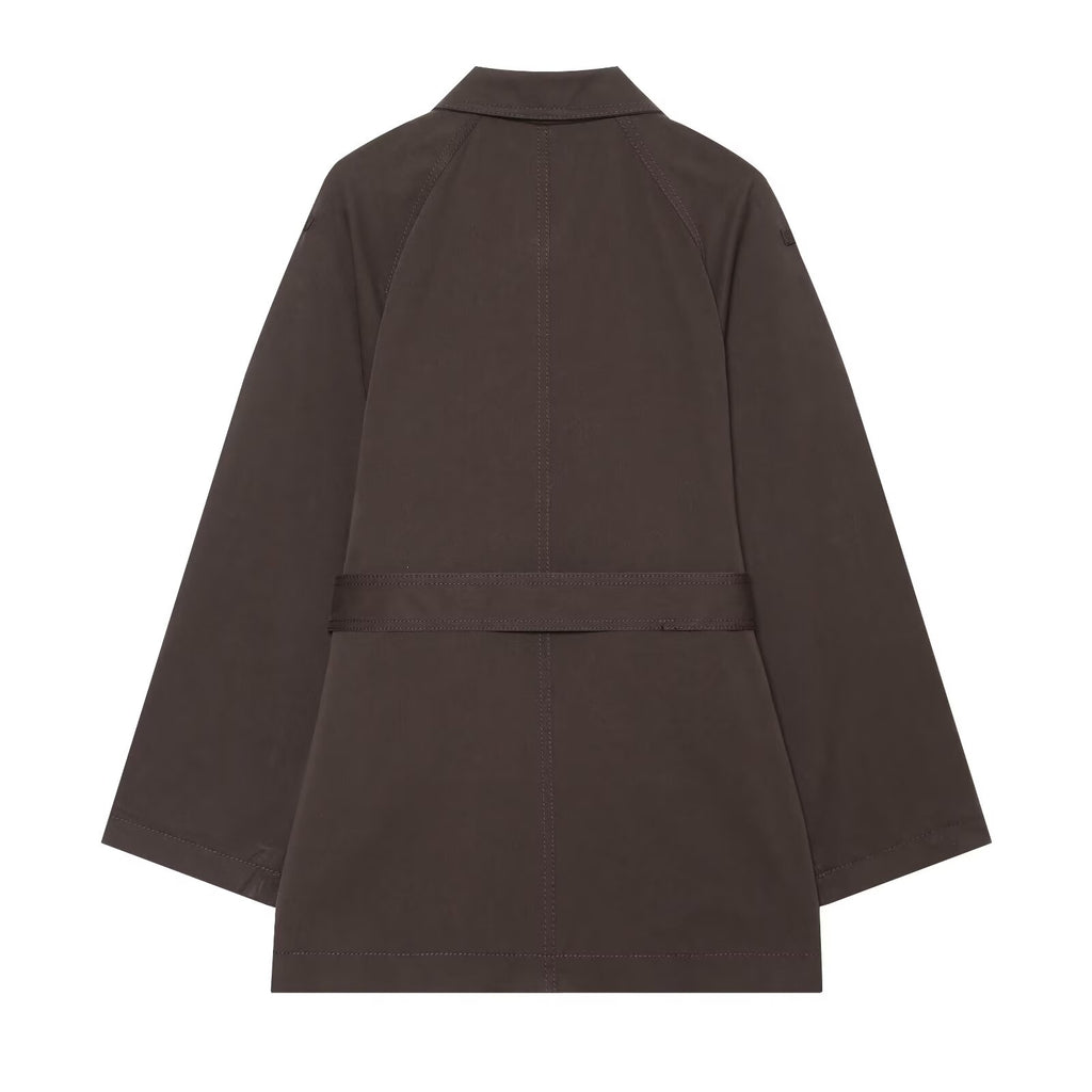Women's with Belt casual stand collar twill coat