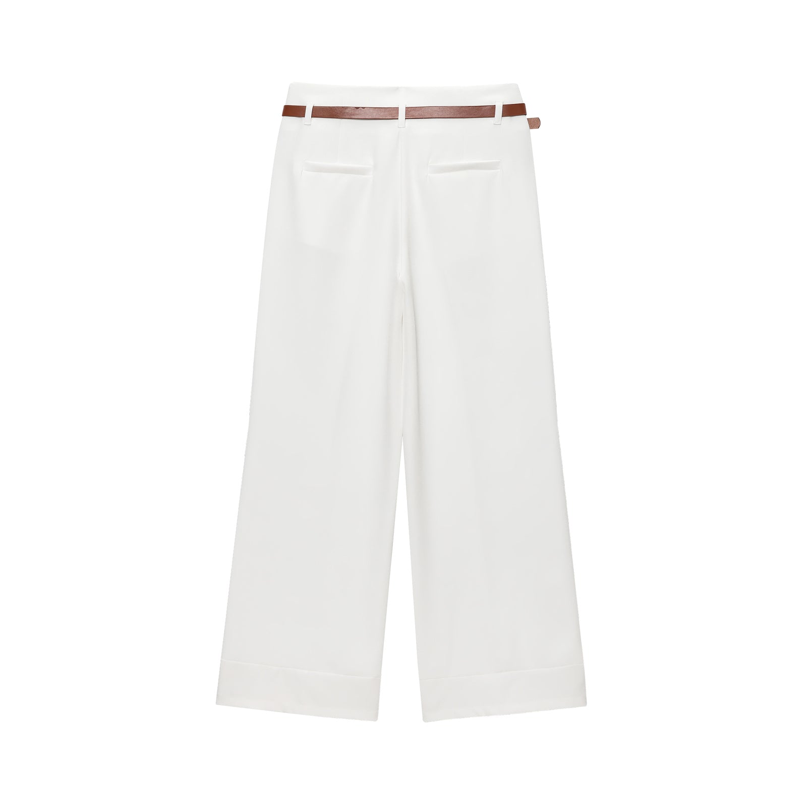 Women's with Belt rolled hem design casual pants