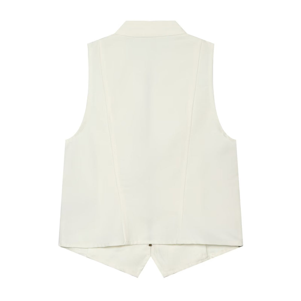 suit Women's 2 pieces zipper button up decoration sleeveless top+shorts