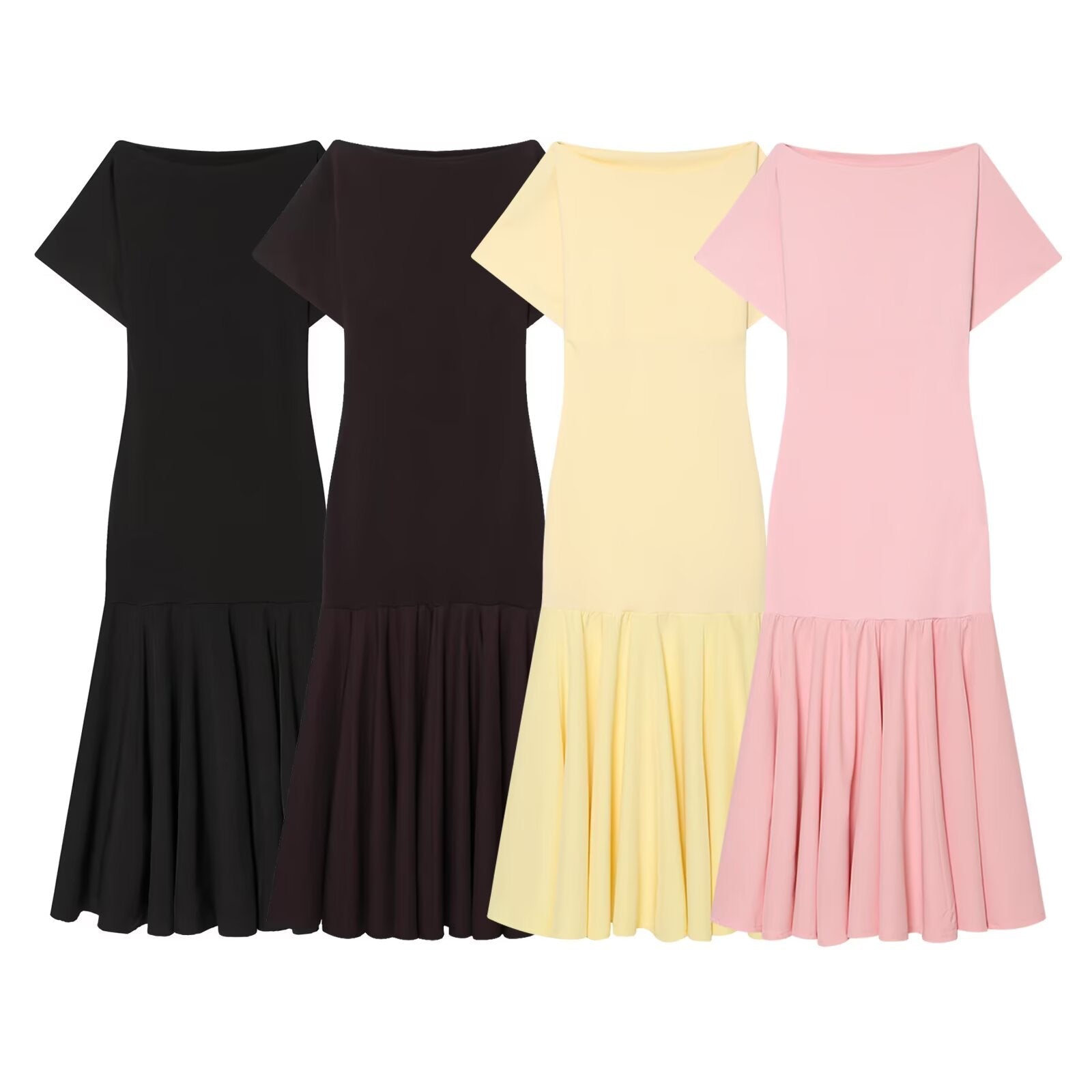 Women's slim short sleeved patchwork dress