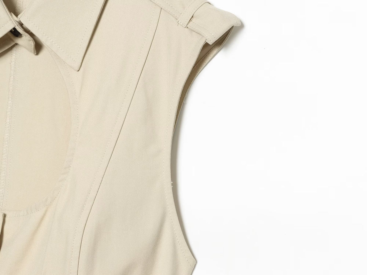 Women's open design windbreaker fabric top