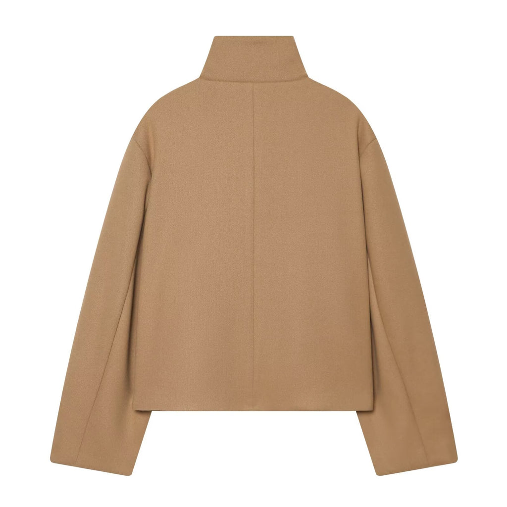 Women's standing collar short single breasted coat