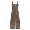 Women's with Belt hollowed out embroidered jumpsuit