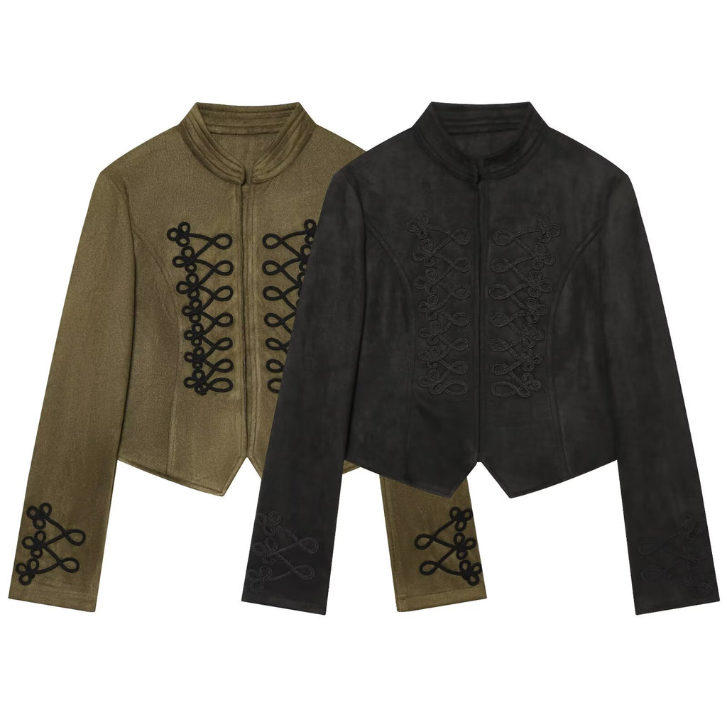 Women's suede textured rope knot buckle Coat