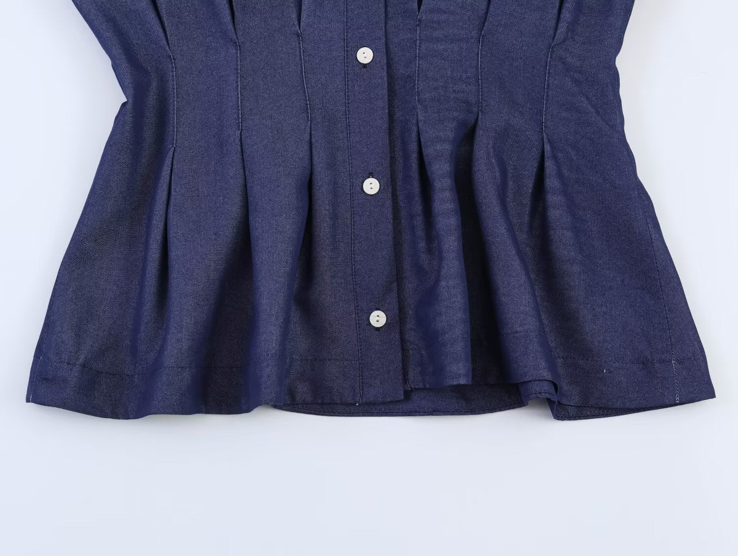 Women's casual pleated linen blend shirt