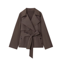 Women's with belt loose short windbreaker Coat