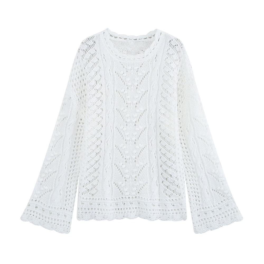 Women's hollow texture knitted sweater