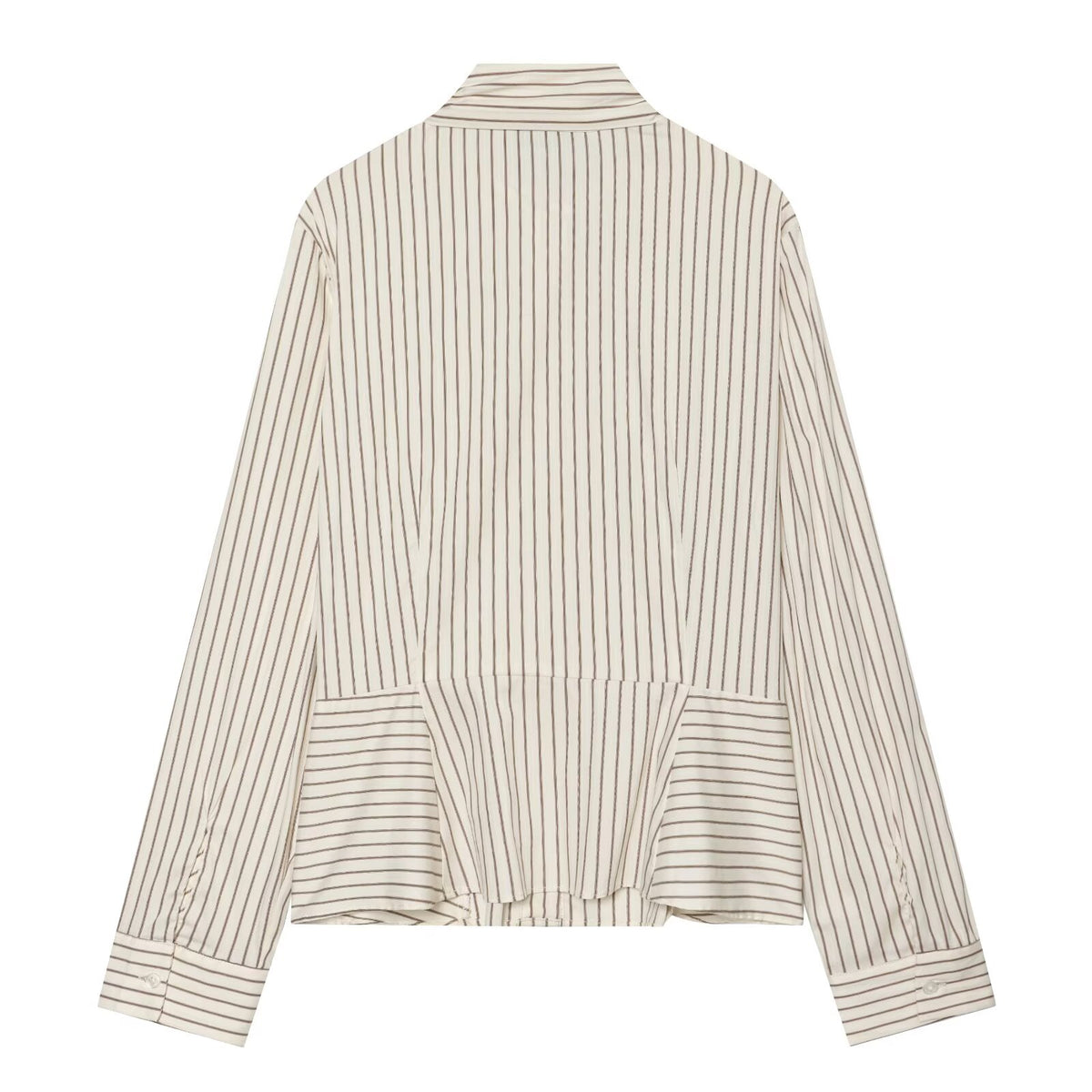 Women's bow decoration stand collar striped shirt