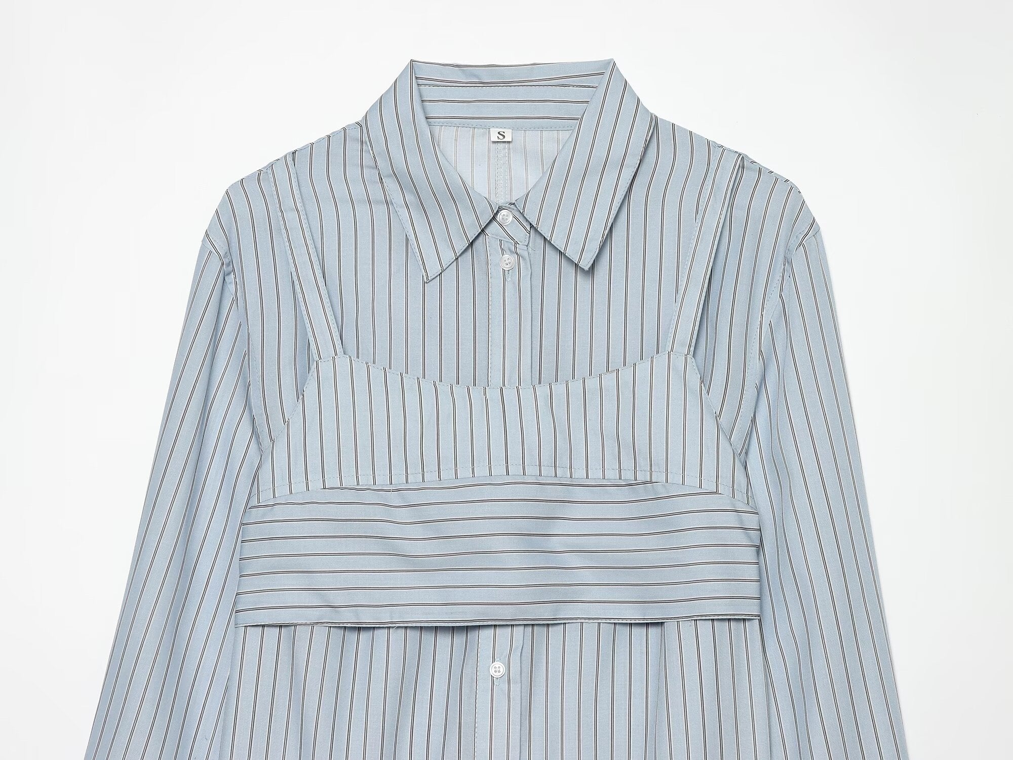 Women's layered decorative striped shirt