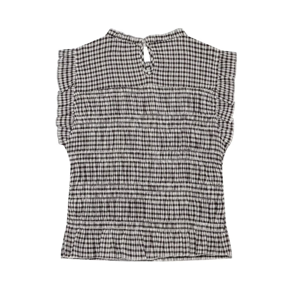 Women's short honeycomb plaid top
