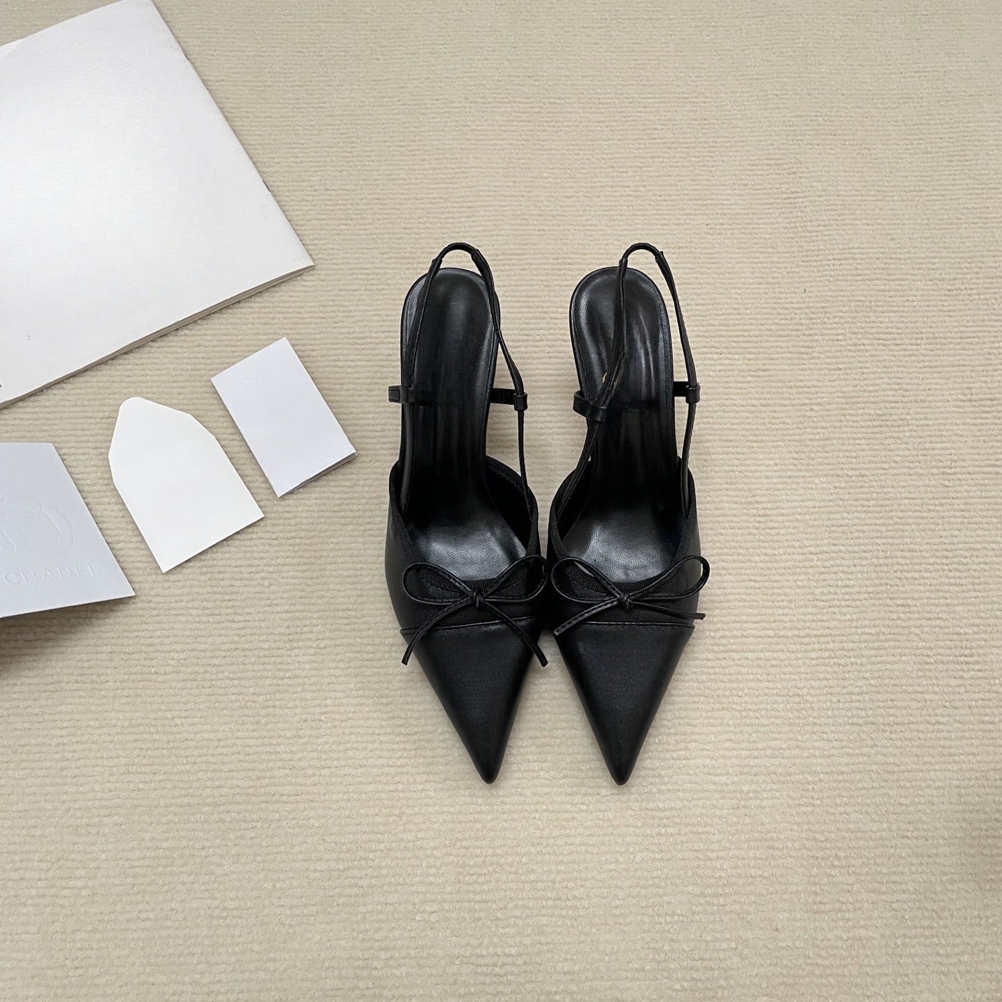 Women's New Fashion Wild Color Matching Design Bow Pointed Stiletto Heels