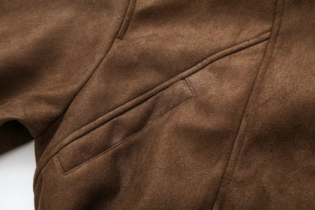 Women's with belt suede textured jacket Coat