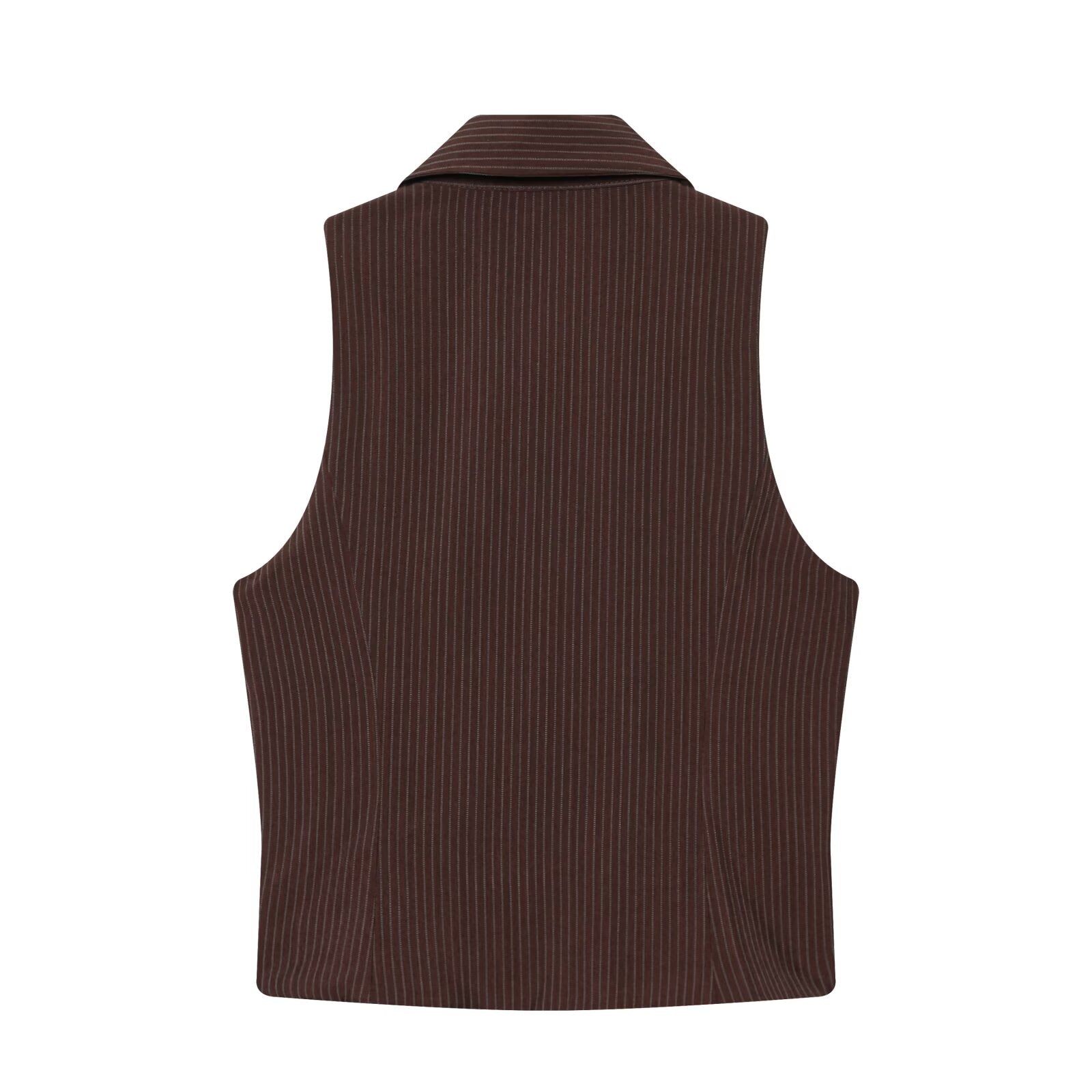 suit Women's 2 pieces sleeveless lapel striped zipper vest+Pants