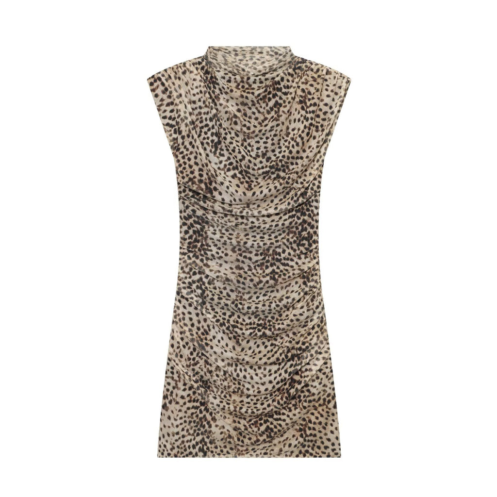 Women's animal print pleated tulle dress