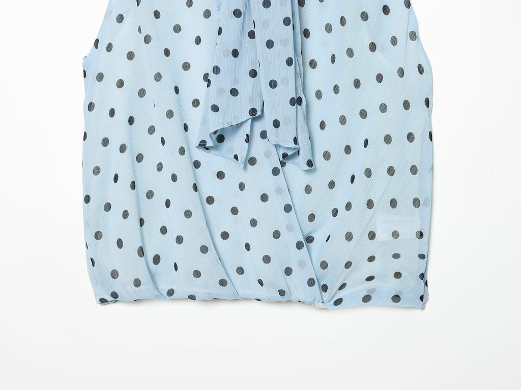 suit Women's 2 pieces polka dot lace up MIDI skirt+polka dot bow top