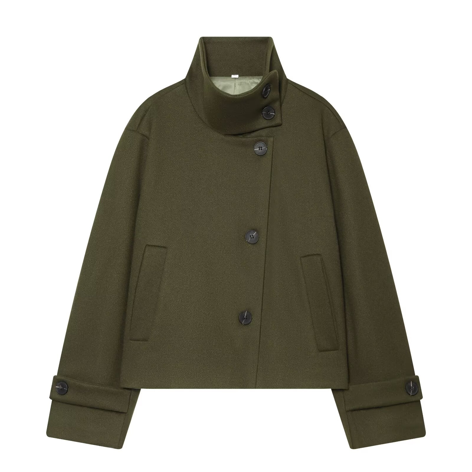 Women's standing collar short single breasted coat