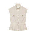 Women's pocket decoration linen blend vest
