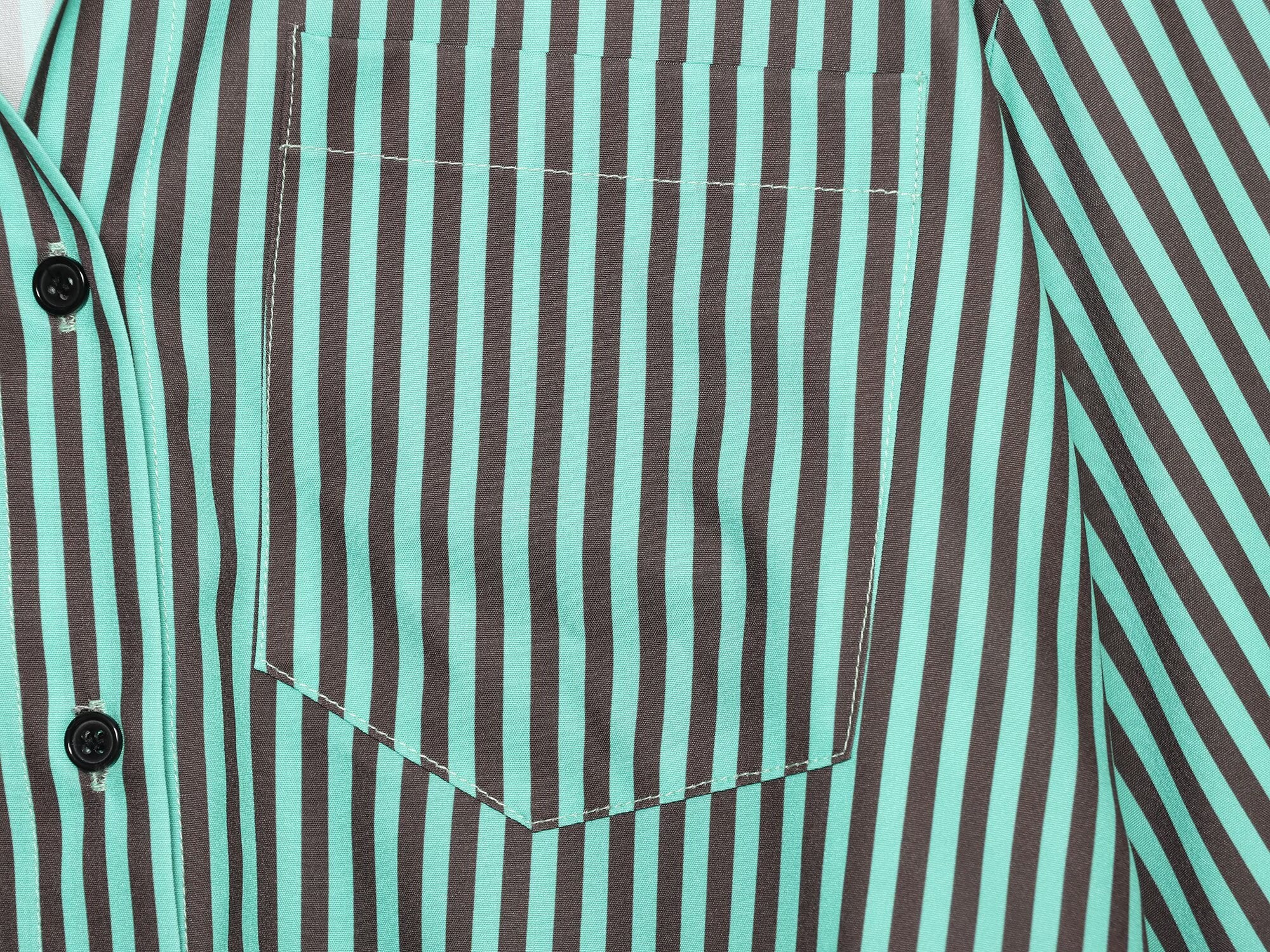 Women's pleated decorative loose striped shirt