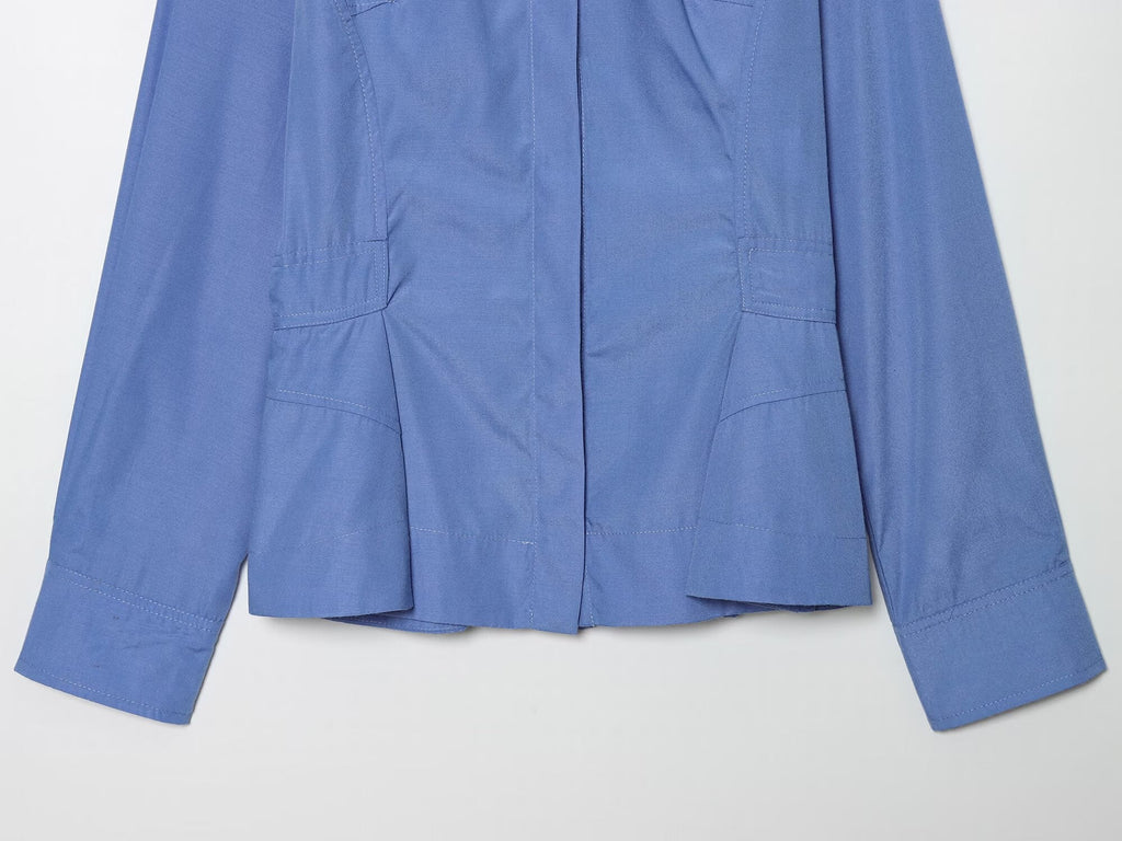 Women's short skirt style hemline poplin shirt