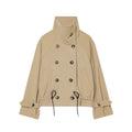 Women's with drawstring double breasted windbreaker Coat