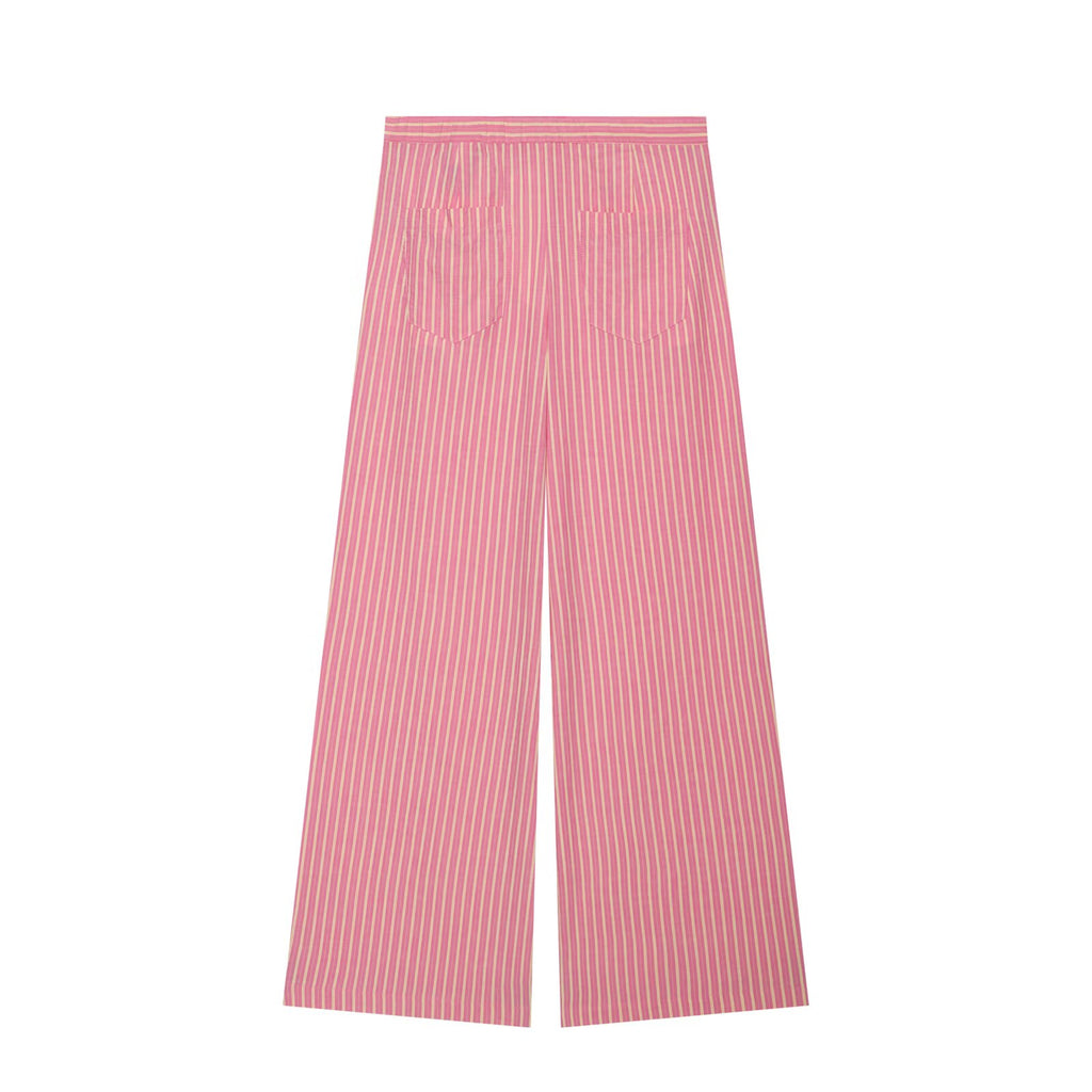 suit Women's 2 pieces striped halter neck top+wide leg pants
