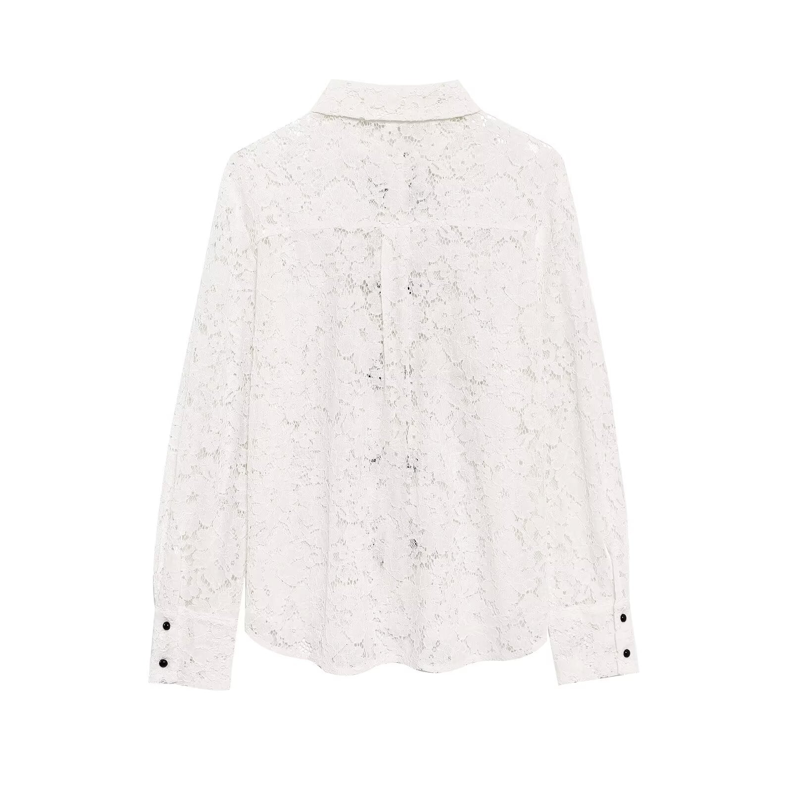 Women's bow decoration casual lapel lace shirt