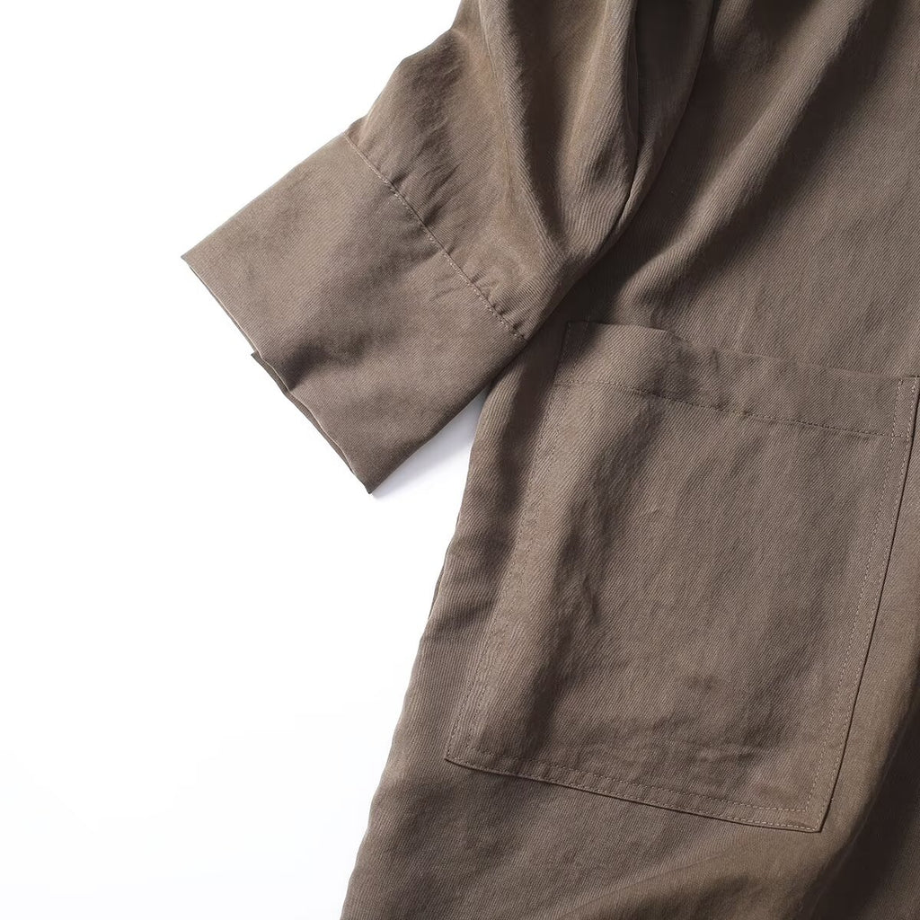Women's pocket decorated shirt style dress