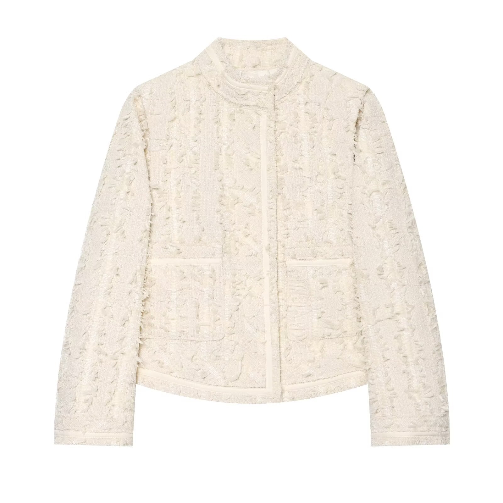 Women's casual high neck jacquard Coat