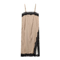 Women's lace decorative polka dot suspender dress