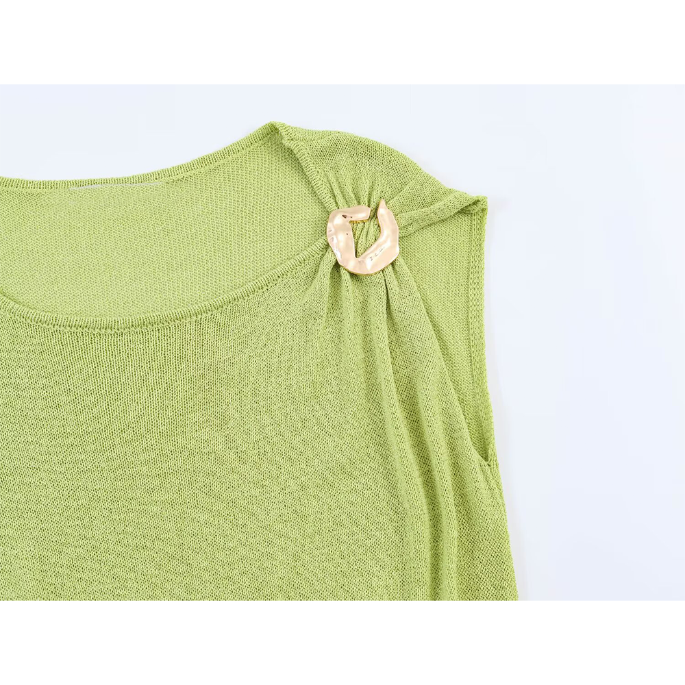 Women's knot decoration sleeveless knitted top