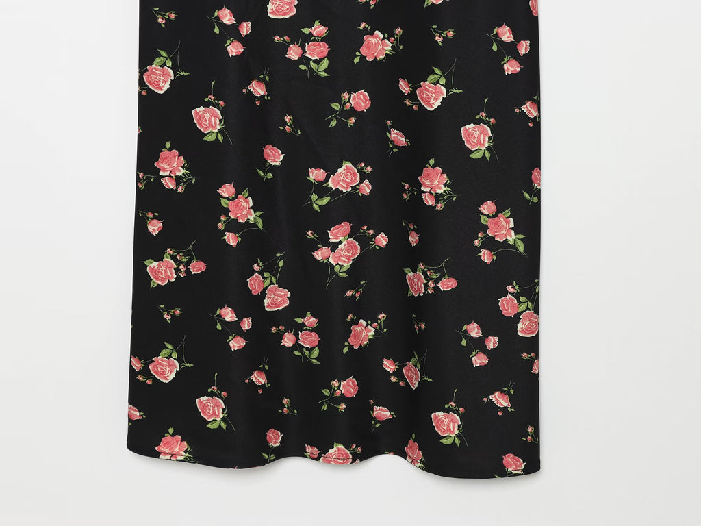 Women's lace decorated V-neck printed dress