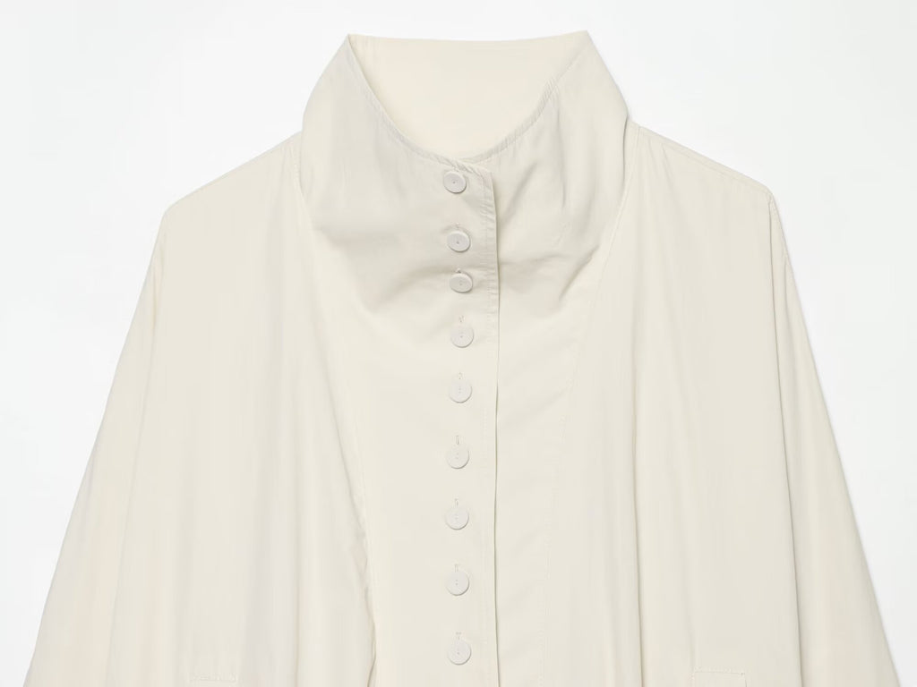 Women's standing collar single breasted nylon Coat