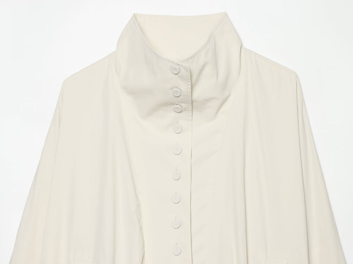 Women's standing collar single breasted nylon Coat