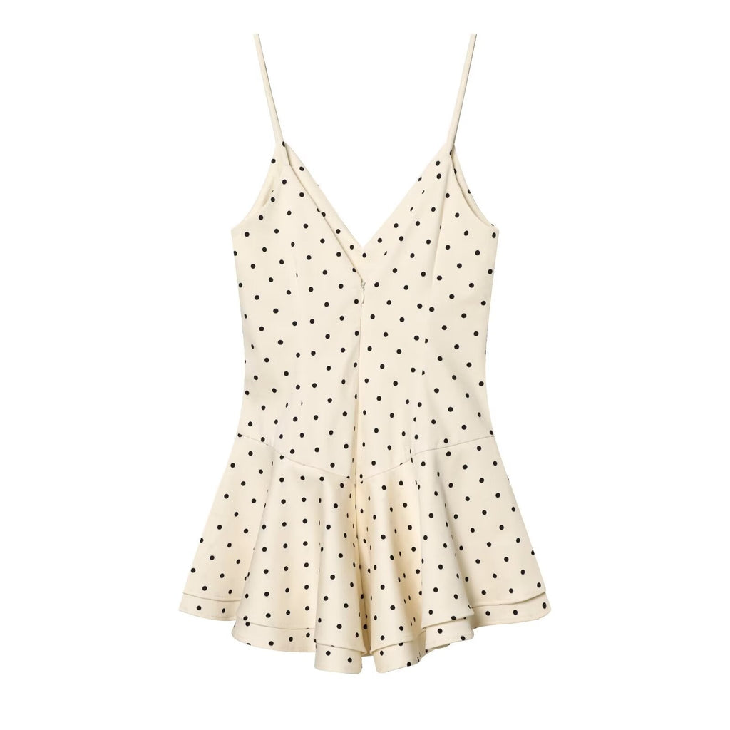 Women's short jumpsuit style polka dot dress