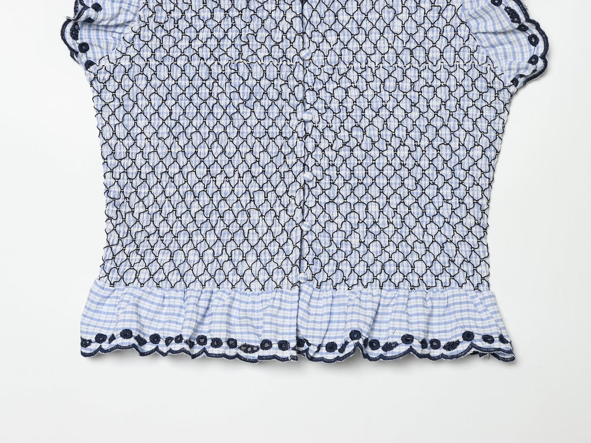 suit Women's 2 pieces embroidered checkered MIDI skirt + tops