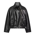Women's large lapel imitation leather jacket Coat