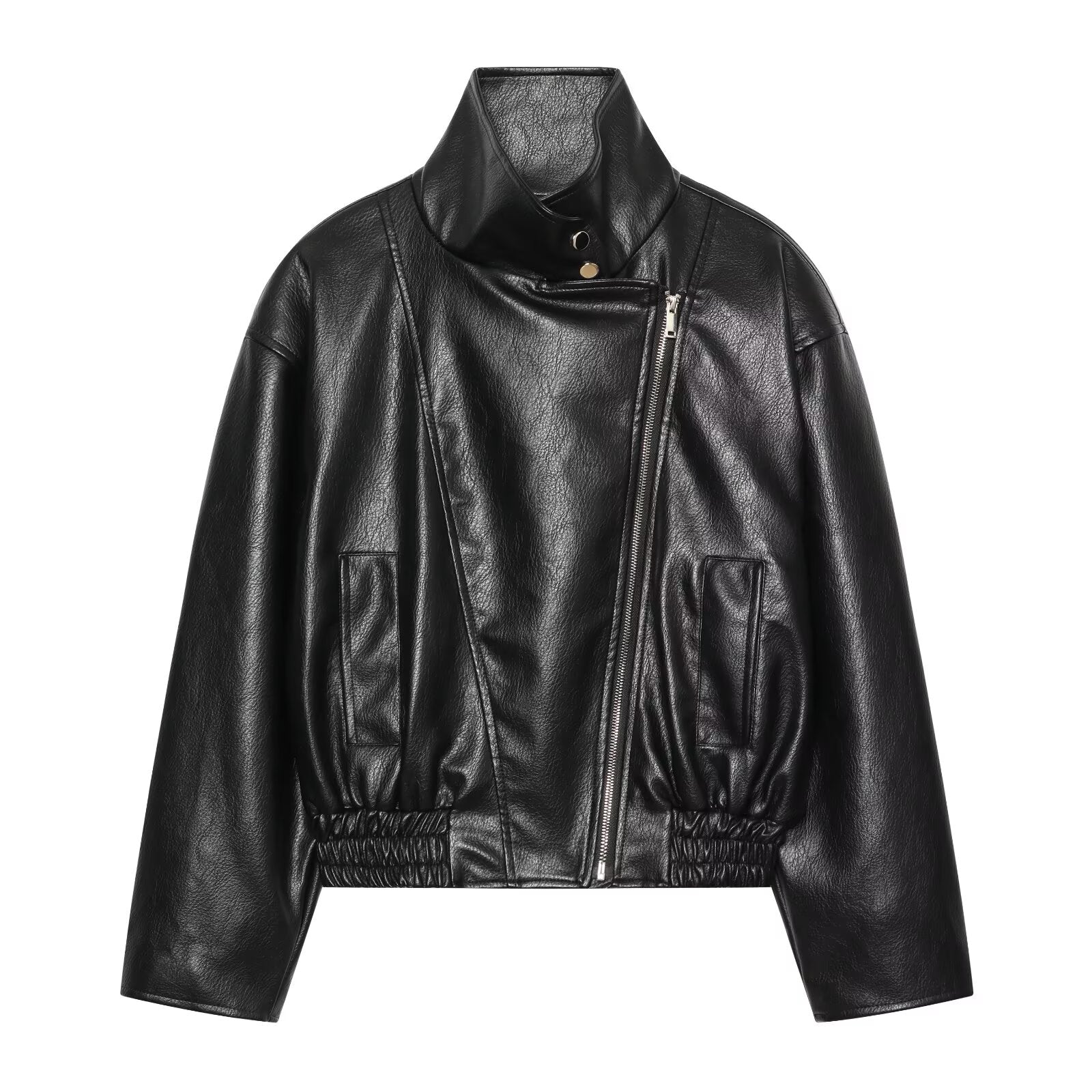 Women's large lapel imitation leather jacket Coat