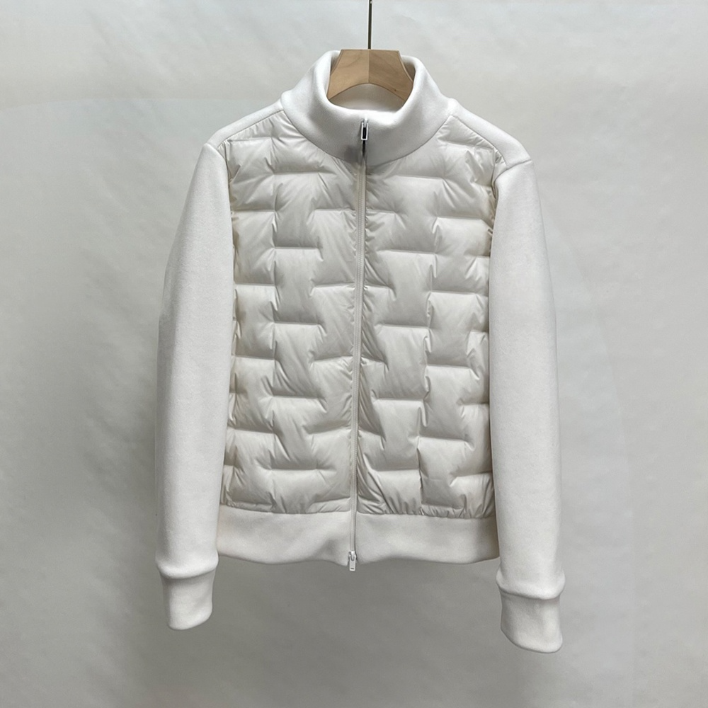 Women's new polar fleece splicing white duck down collar down jacket