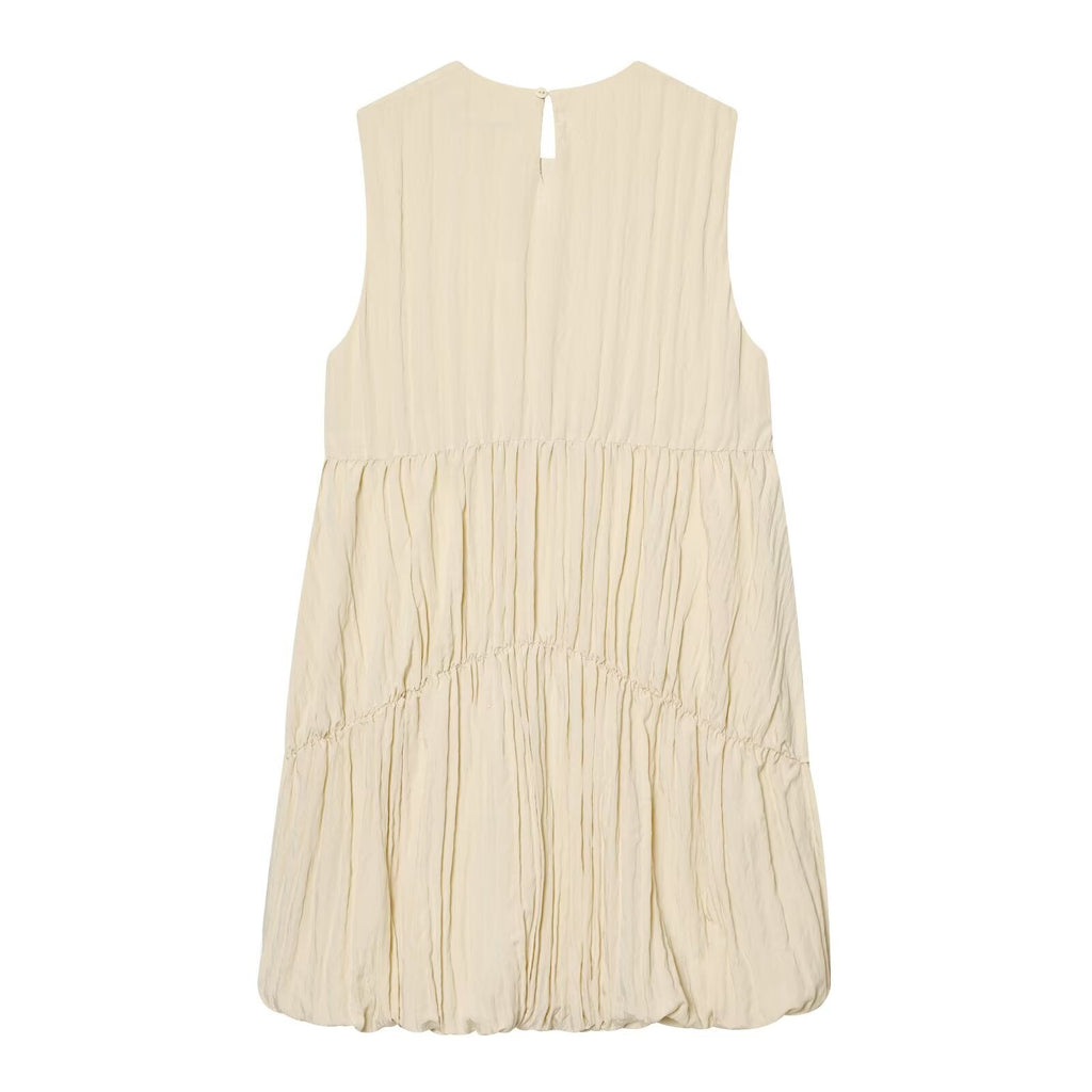 Women's balloon version pleated mini dress