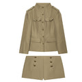 suit Women's 2 pieces pocket decoration slim jacket Coat+Shorts