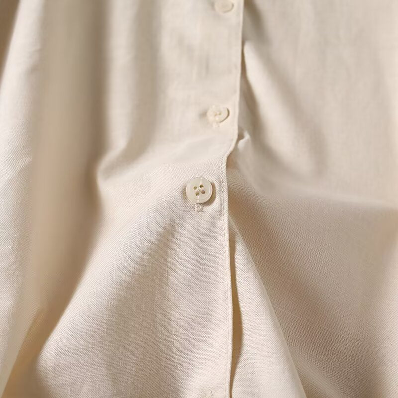 2026 Women's linen blend lapel long sleeved shirt
