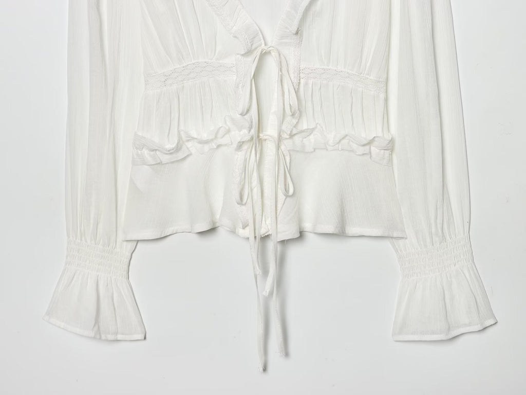 Women's layered decorative embroidered chiffon shirt