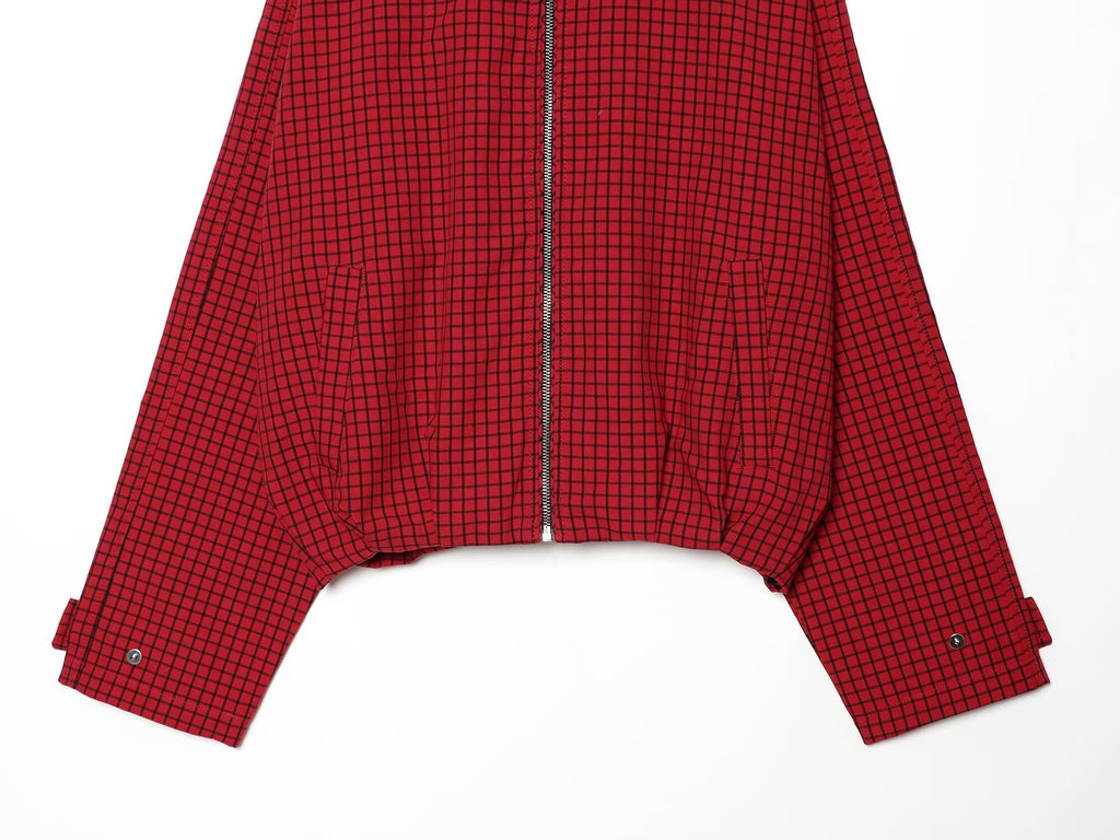 Women's standing collar plaid pilot jacket Coat