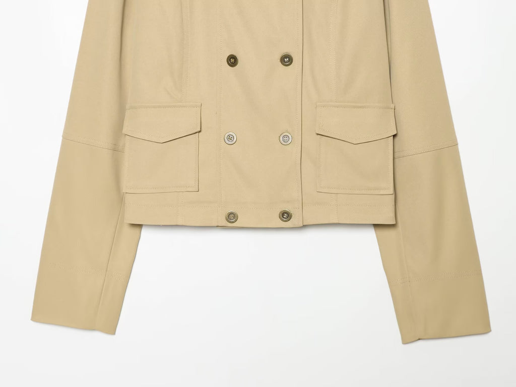 Women's pocket decoration stand collar Coat