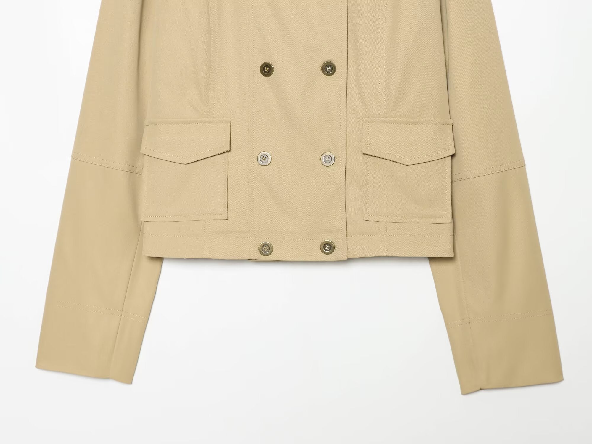 Women's pocket decoration stand collar Coat