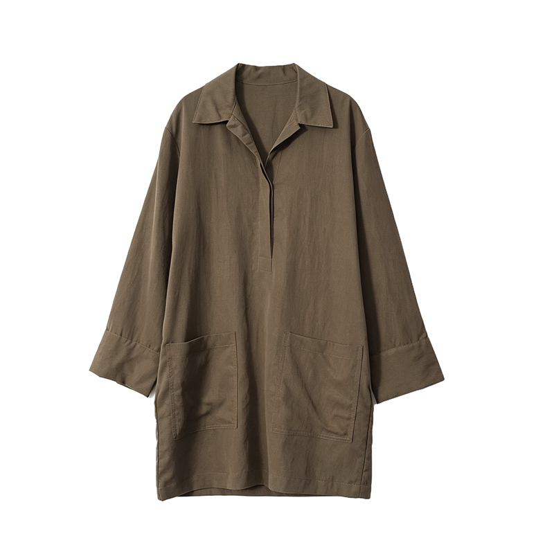 Women's pocket decorated shirt style dress