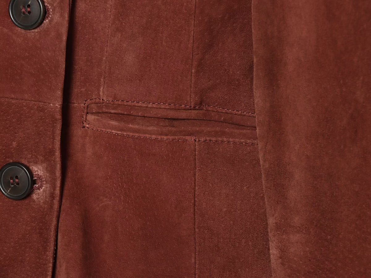 Women's slim double breasted suede Blazer Coat
